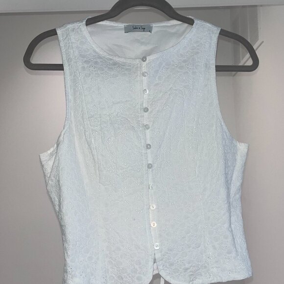 Sadie & Sage Eyelet Top and Drawstring Waist Midi Skirt SET - Picture 2 of 8